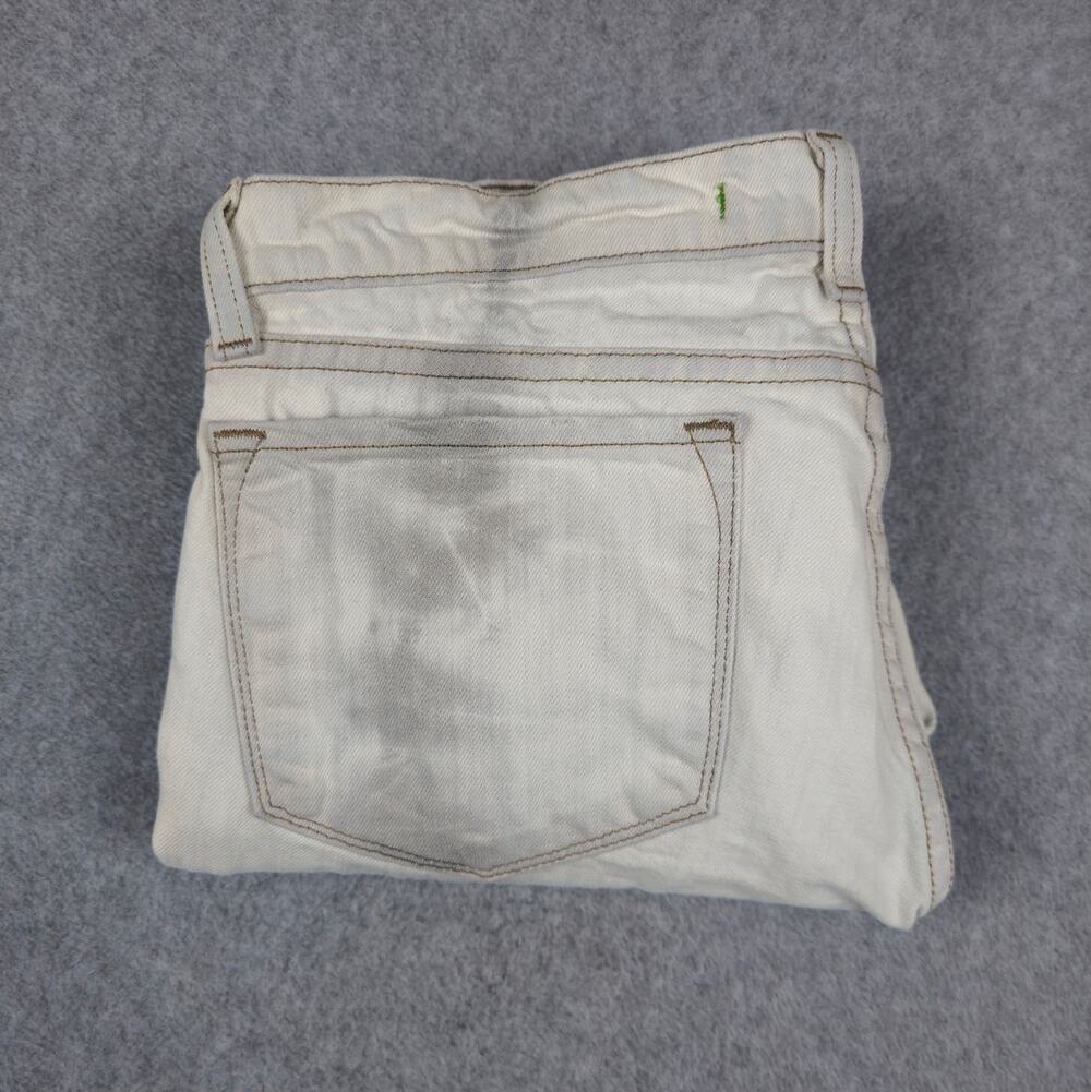 J Brand 31 Pencil Leg Jeans Low Rise Distressed Acid Wash White Denim Zombie